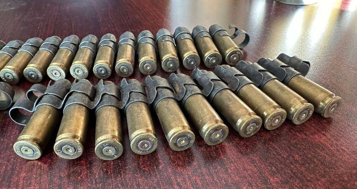 Border war period belted ammunition 7,62 pull out type. Deactivated. 3 Pieces sold together. The cli