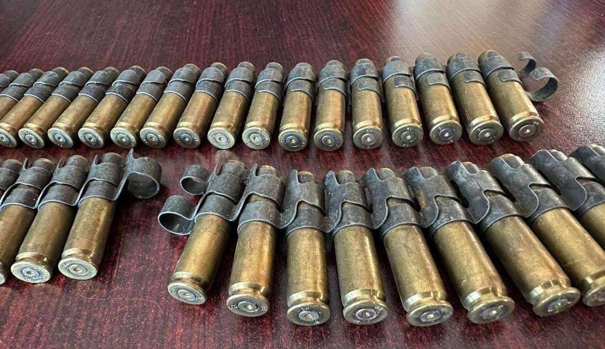 Border war period belted ammunition 7,62 pull out type. Deactivated. 3 Pieces sold together. The cli