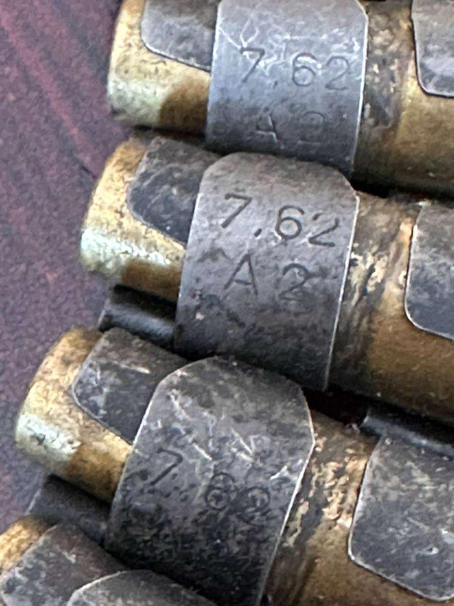 Border war period belted ammunition 7,62 pull out type. Deactivated. 3 Pieces sold together. The cli