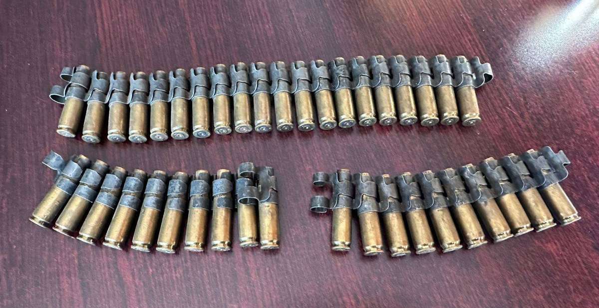 Border war period belted ammunition 7,62 pull out type. Deactivated. 3 Pieces sold together. The cli