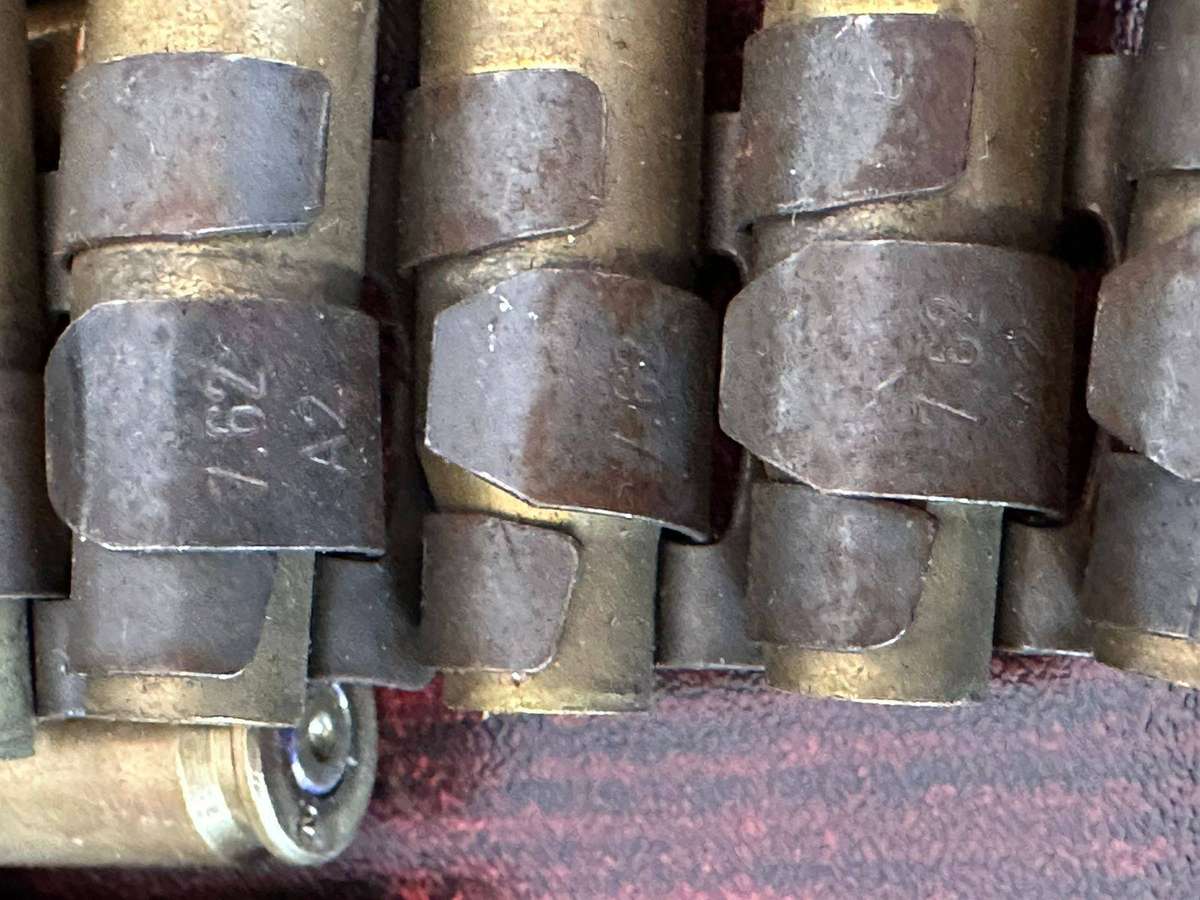 Border war period belted ammunition 7,62 pull out type. Deactivated. 3 Pieces sold together. The cli