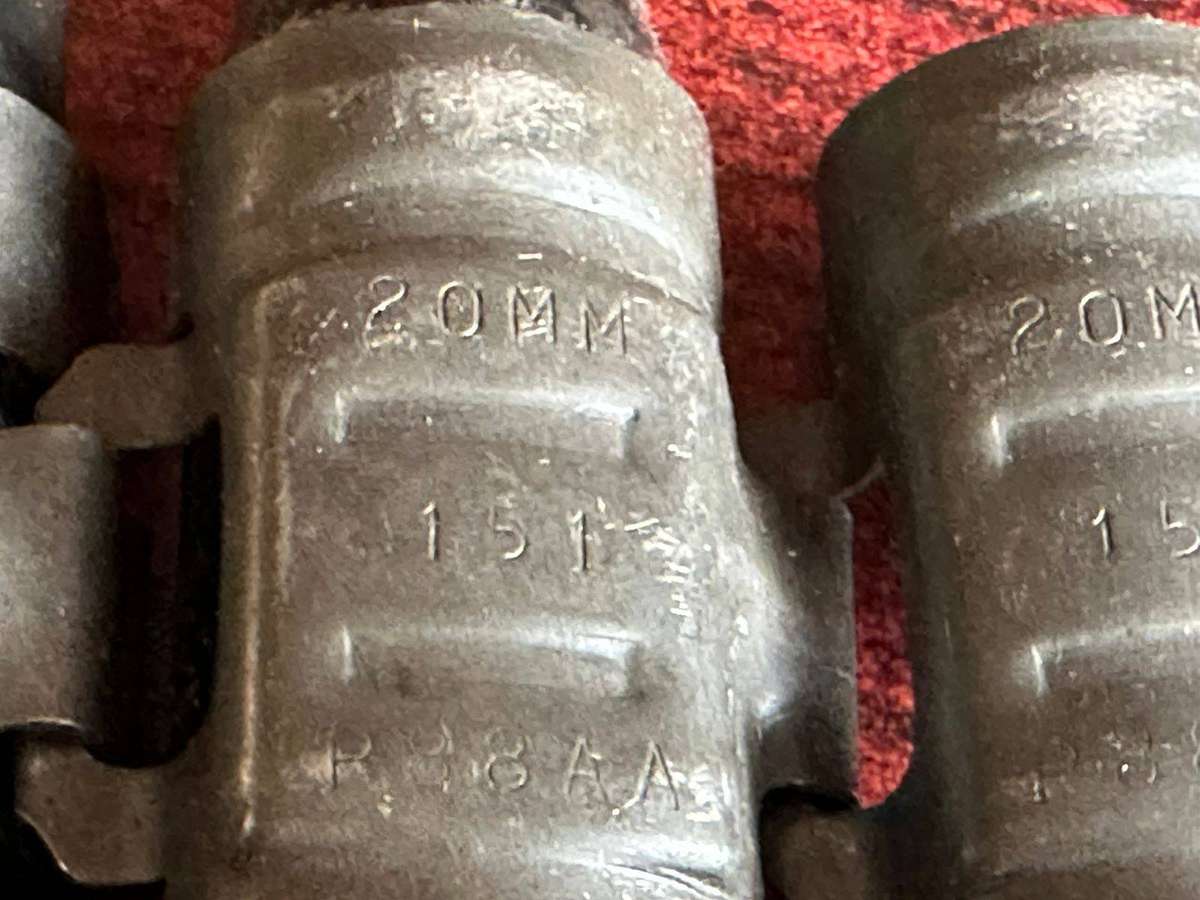 20 MG (20mm) machine gun belt. Spent cartridges. 2 Pieces.