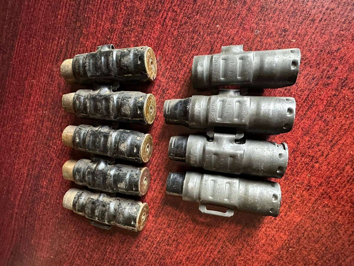 20 MG (20mm) machine gun belt. Spent cartridges. 2 Pieces.