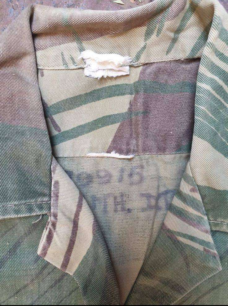 Original Rhodesian long sleeve camo shirt with Sgt. rank and custom added "pocket knife" pouch. No d