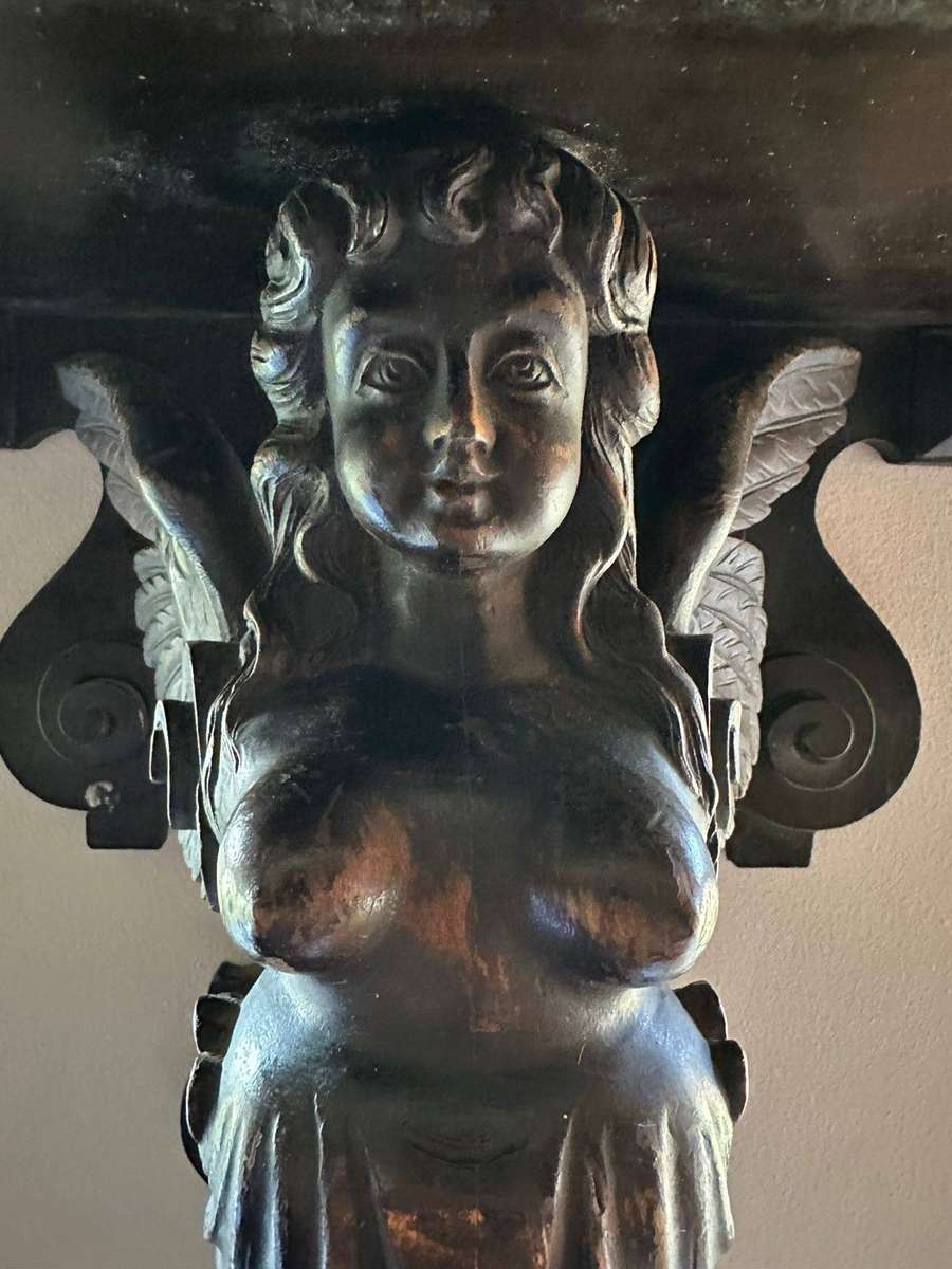 Antique wall mounted shelve. Circa 1800's. Square top measures 45,5x28,5cm. Top to bottom 40 cm.