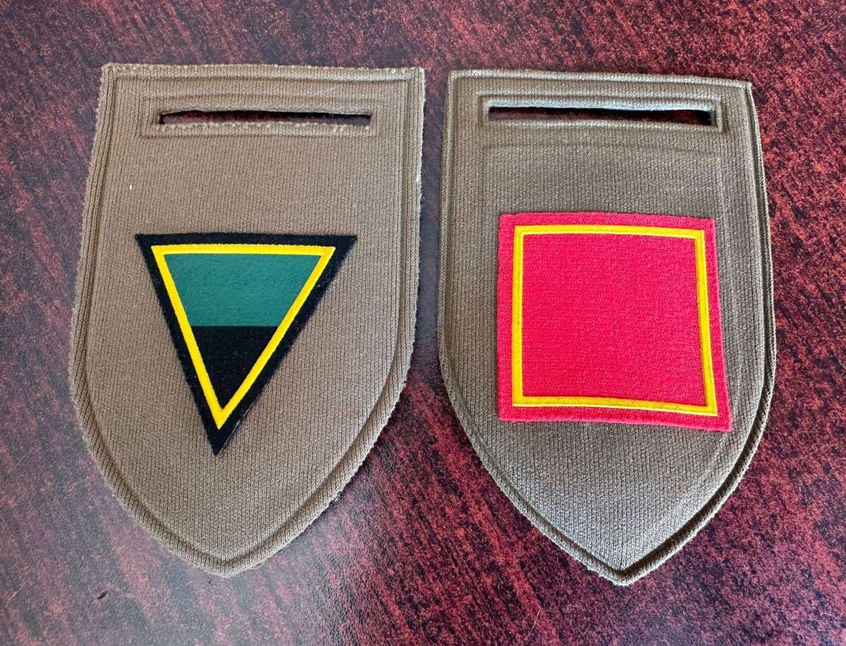 SA Infantry Company flash. Sold with medical services B coy flash. Pins intact.
