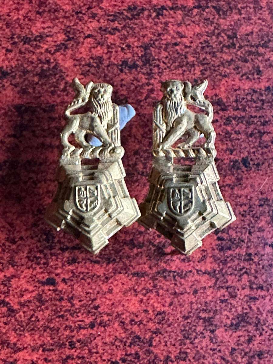 Staff corps collar badge pair, mess dress. Worn 1960's-1970's. Pins intact.