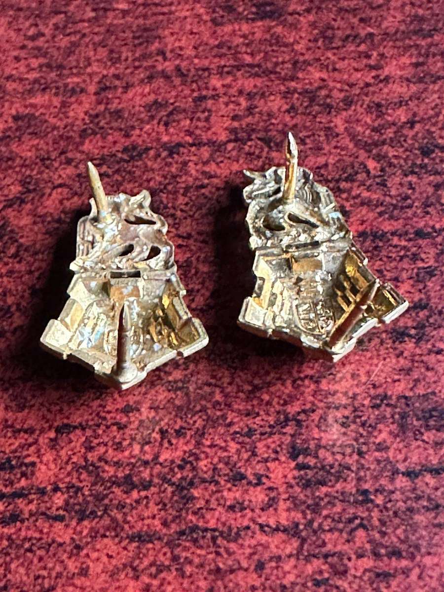 Staff corps collar badge pair, mess dress. Worn 1960's-1970's. Pins intact.