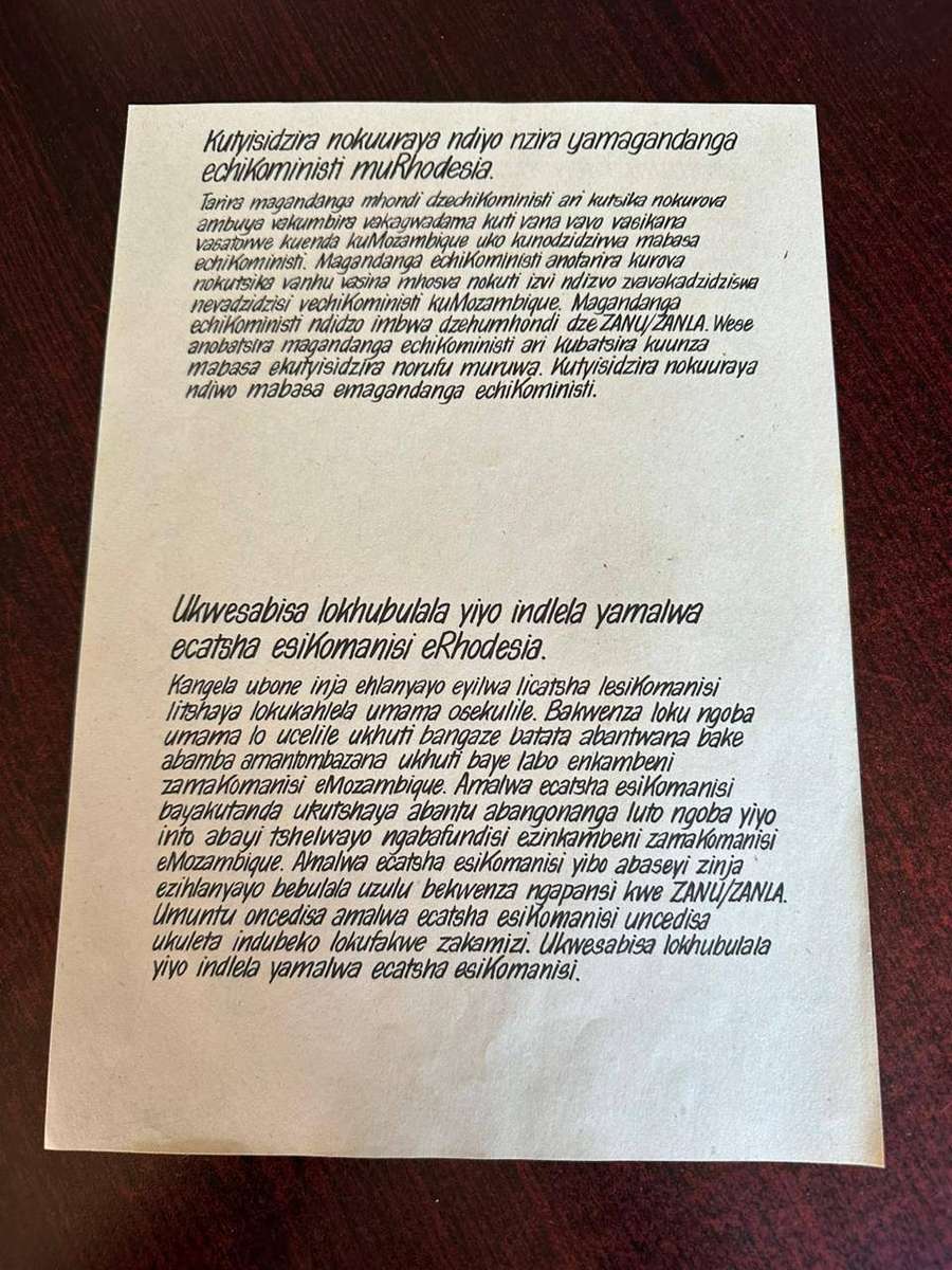 Original Rhodesian propaganda leaflet
