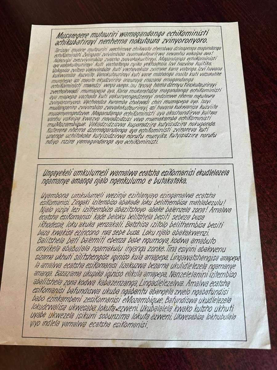 Original Rhodesian propaganda leaflet