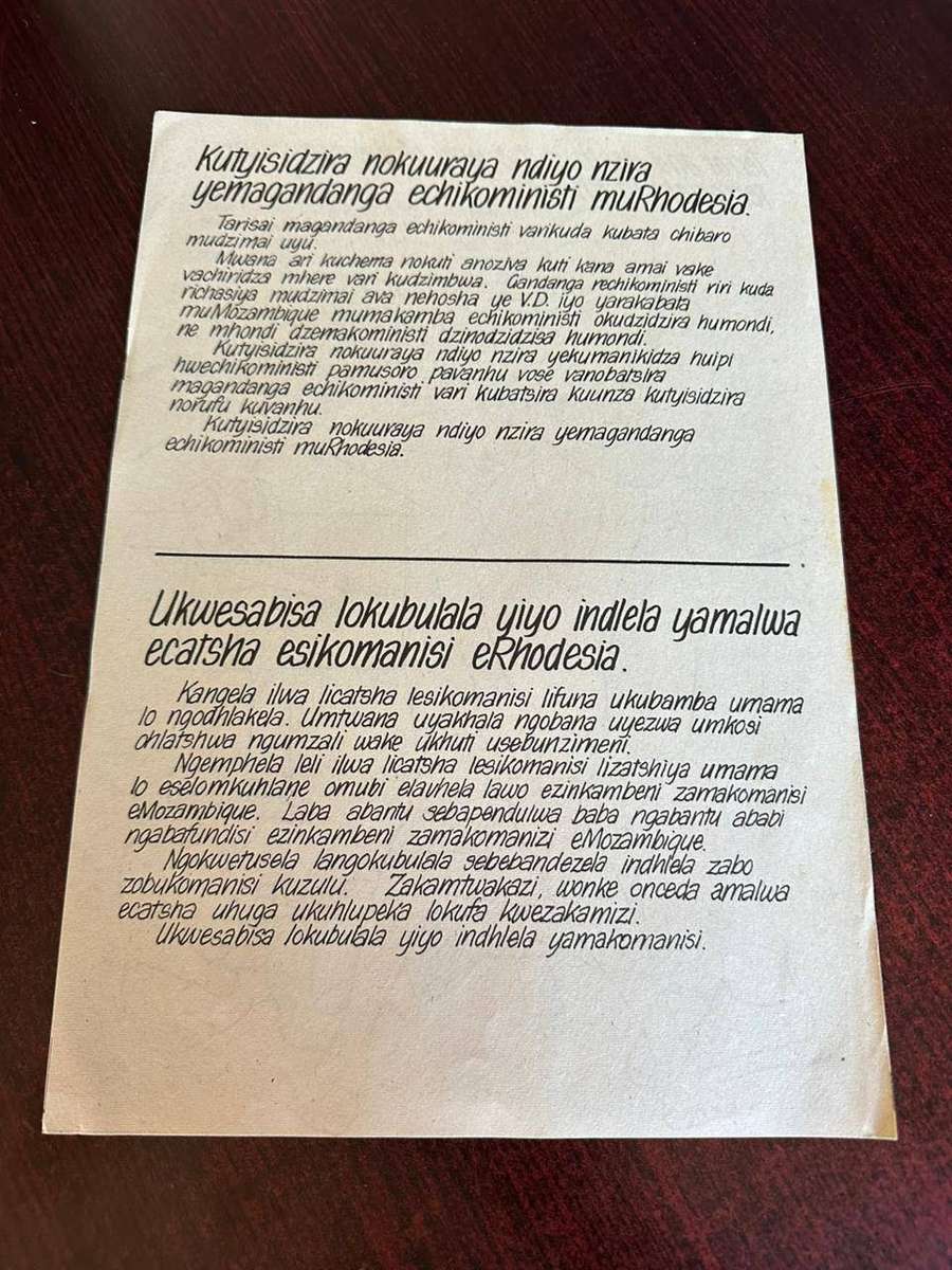 Original Rhodesian propaganda leaflet