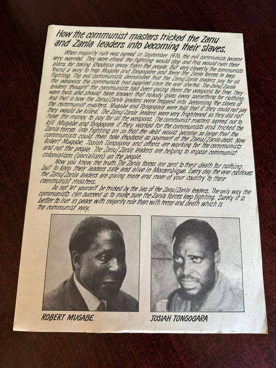 Original Rhodesian propaganda leaflet.
