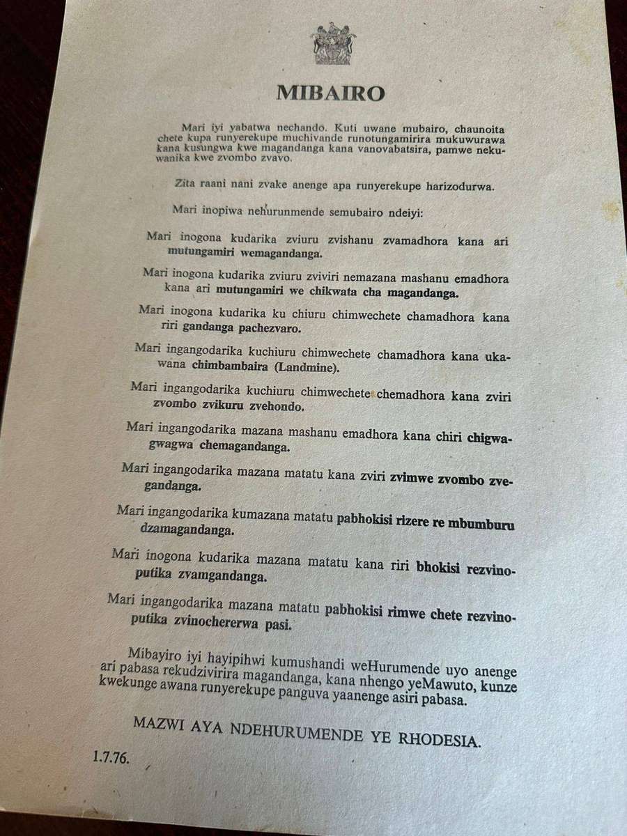 Original Rhodesian propaganda leaflet.