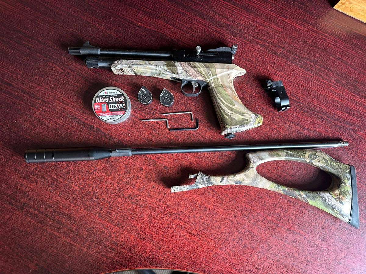 Artenis Model CP2 .177 cal. air pistol/rifle, modular design that can be used as pistol or short rif