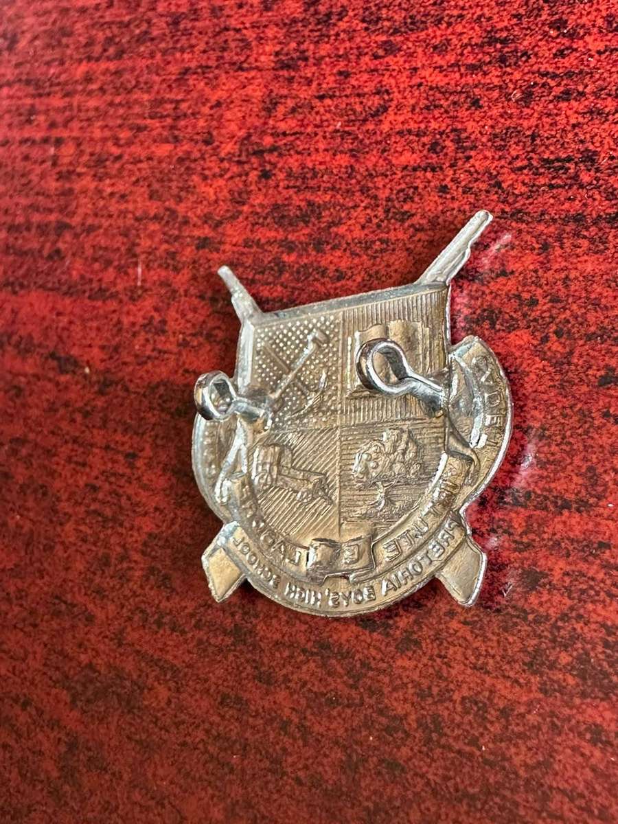 Pretoria Boys High school cadet beret badge. 2 Lugs. Chrome.