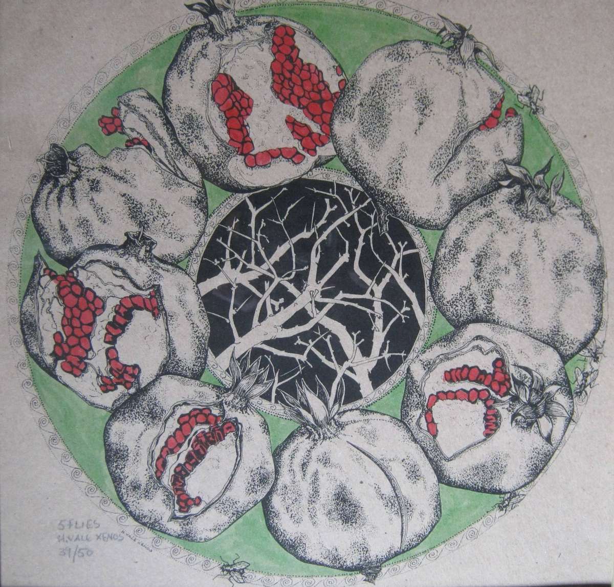 Original Helen Vale Xenos Artwork - 5 Flies