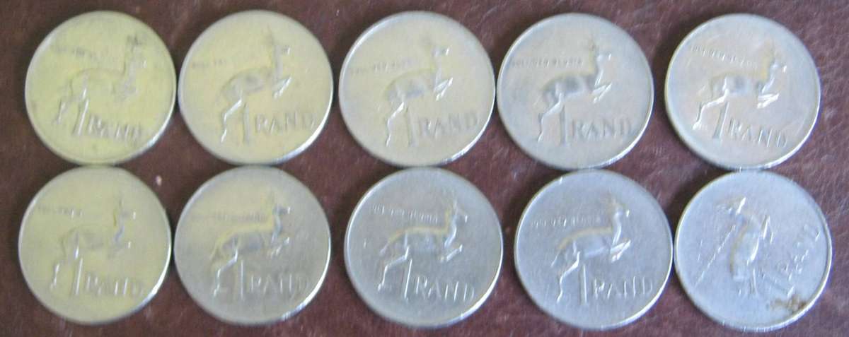 10 South African 1982 R1 Coins