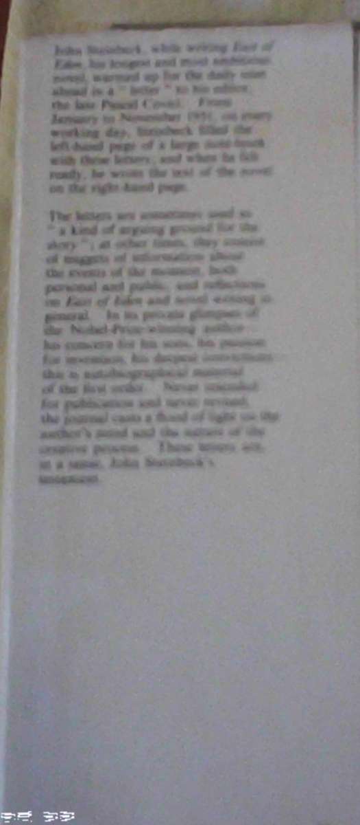 Journal of a Novel  John Steinbeck ( The East of Eden letters)