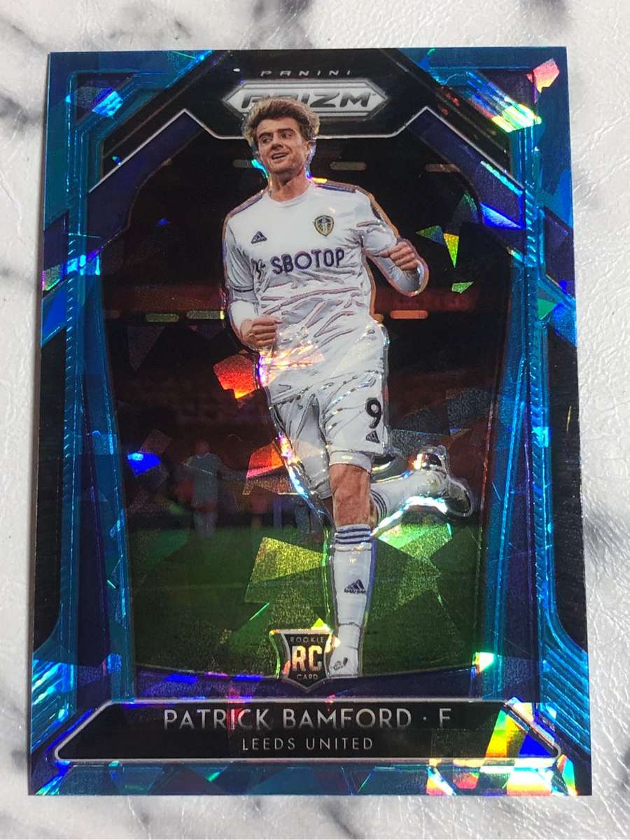 Patrick Bamford Rookie NUMBERED out if 75 BLUE Cracked Ice LEEDS Epl PRIZM 2020 Soccer Trading Card