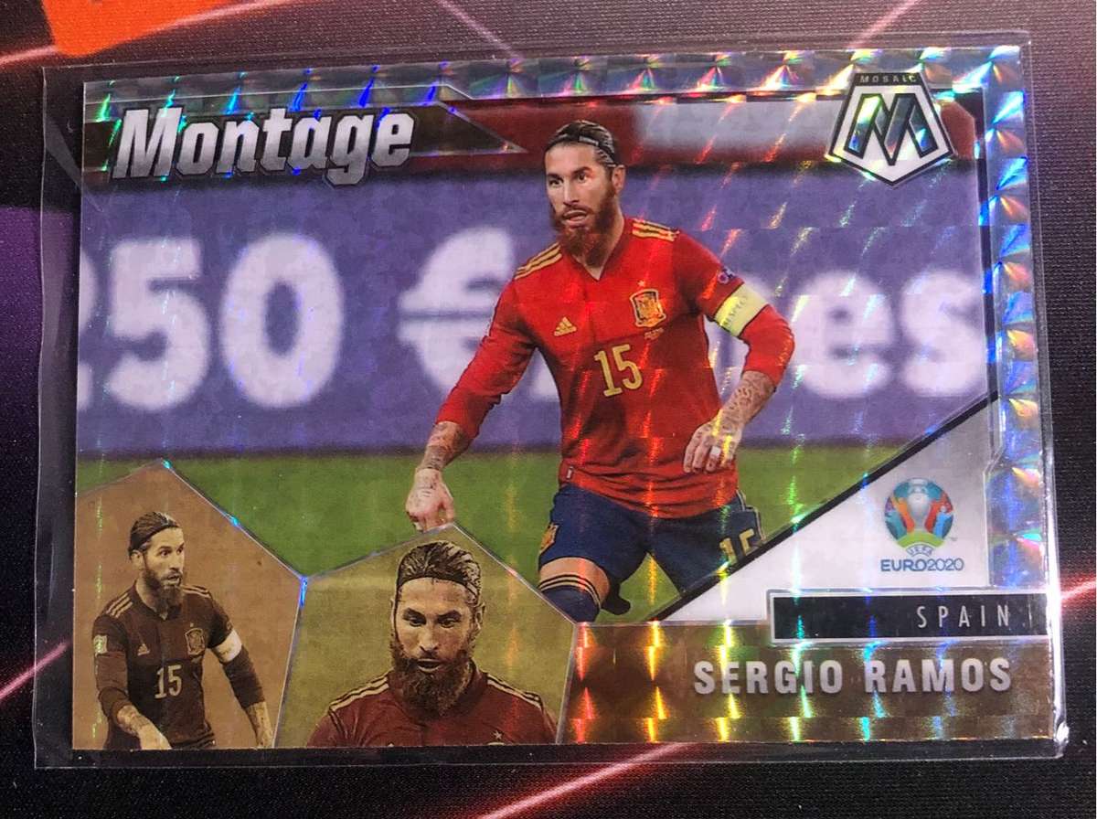 Sergio Ramos Mirror Refractor Montage 2020 Euros Mosaic soccer trading card