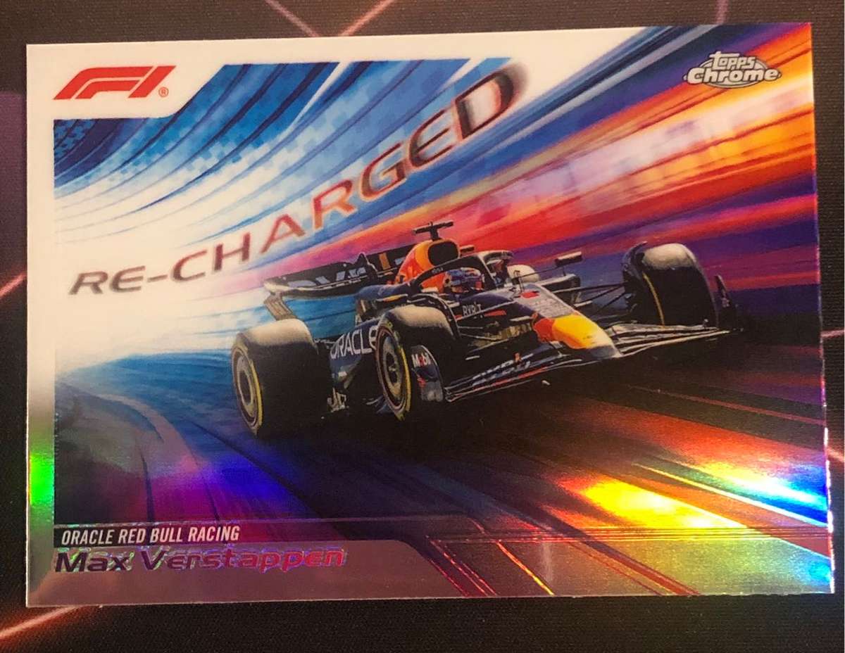 Max Verstappen Refractor RECHARGED Insert Topps Chrome 2024 F1 trading card