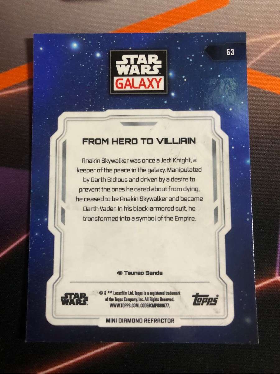Darth Vader from hero to Villain REFRACTOR Topps Star Wars Galaxy trading card