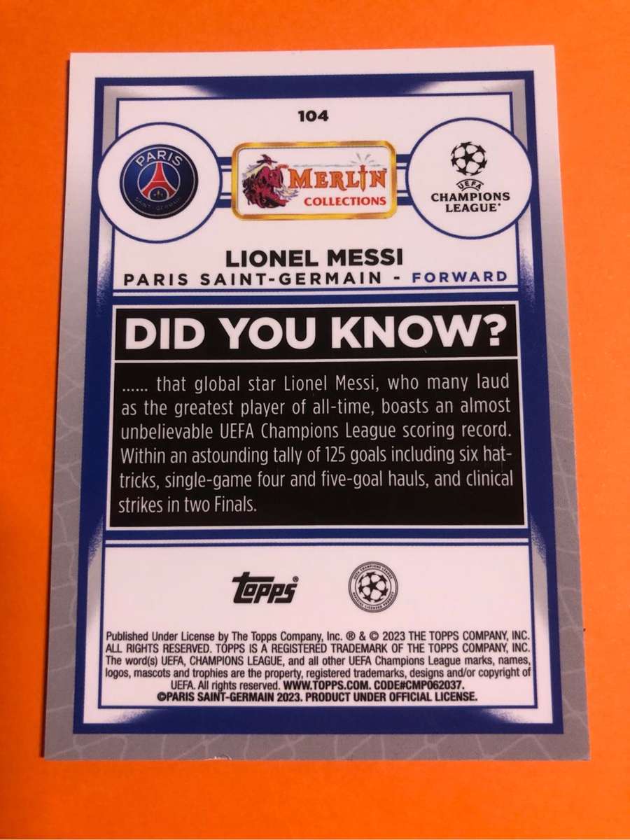 Lionel Messi RARE 2023 Topps Merlin Soccer trading card 