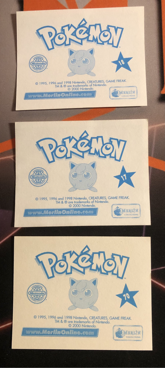 Pikachu Rare BUNDLE of 3 Pokemon Topps Merlin stickers  Unstuck Near mint condition