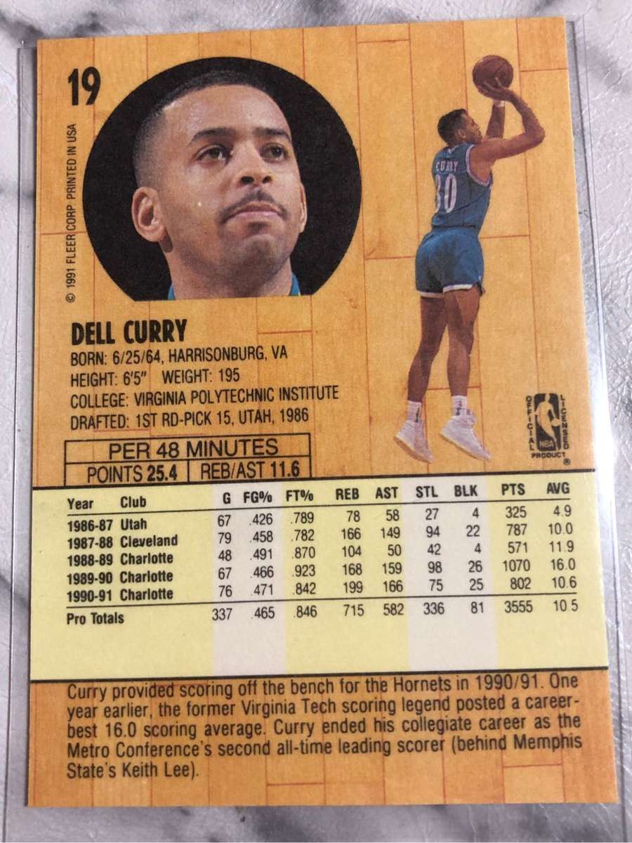 Dell Curry (Steph Currys Dad) Fleer 1991 NBA trading card