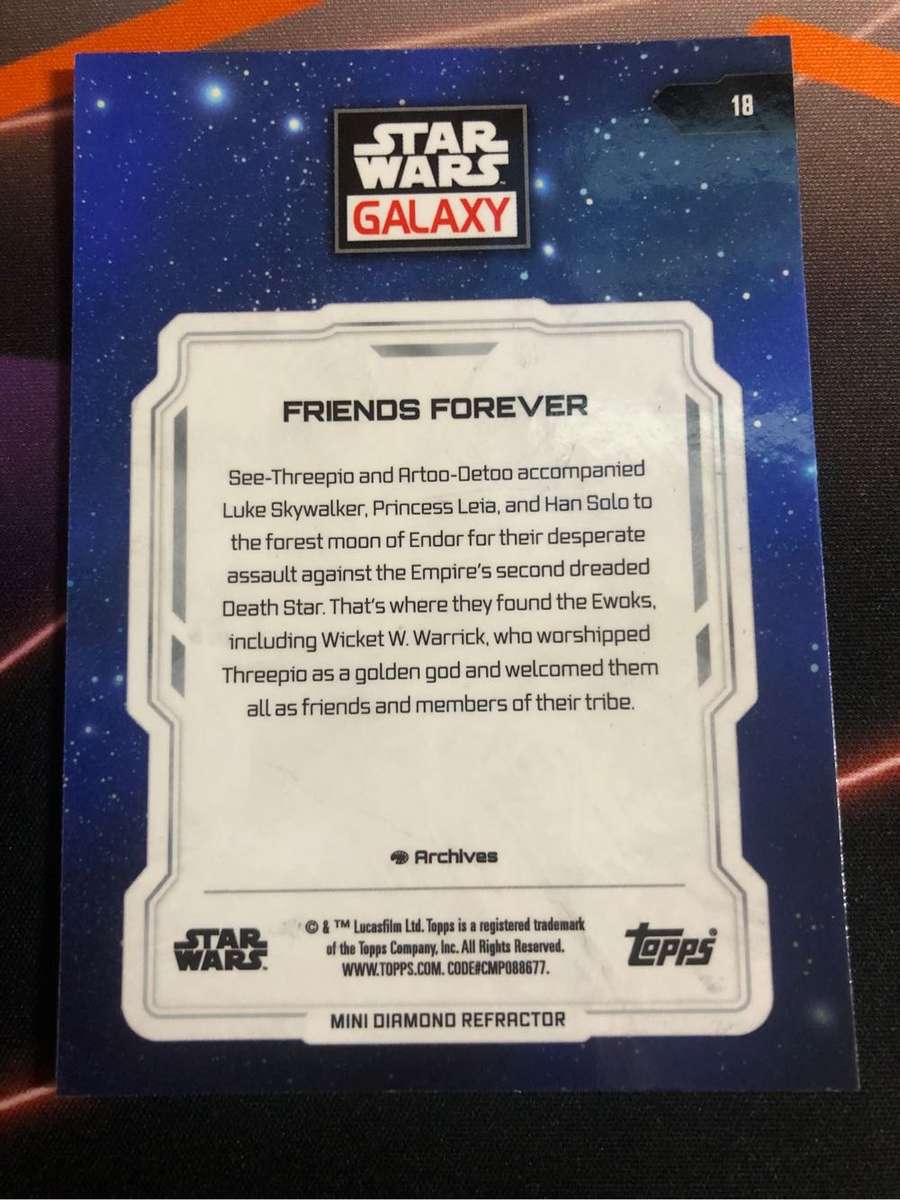 C-3PO & R2-D2 Friends Forever REFRACTOR Topps GALAXY Star Wars trading card