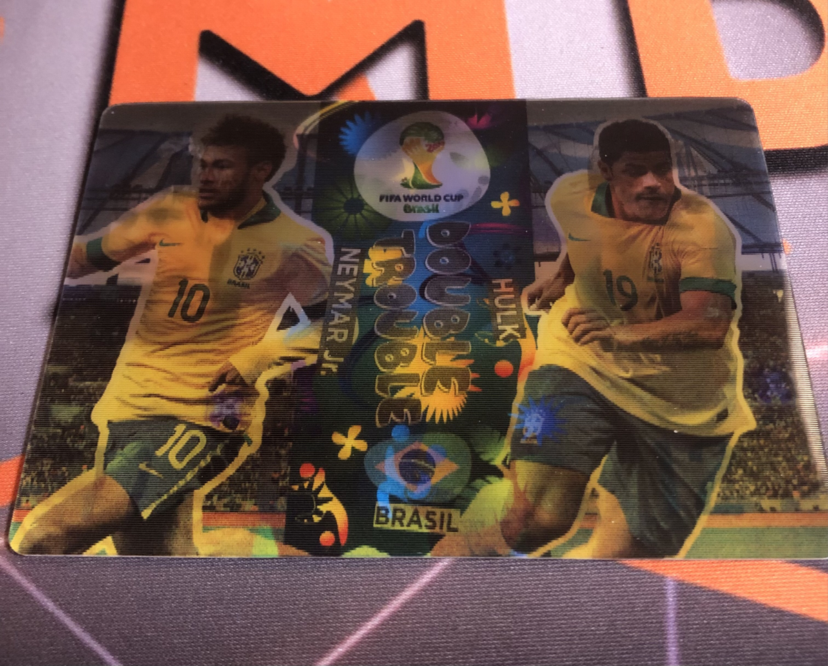 Neymar Jnr & Hulk DOUBLE TROUBLE Holographic  2014 XL Adrenalyne Ultra RARE soccer trading card