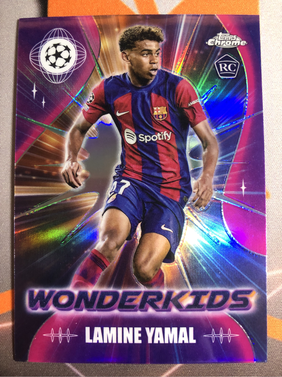 Lamine Yamal ROOKIE REFRACTOR Wonderkids Topps Chrome 2024 Soccer trading card