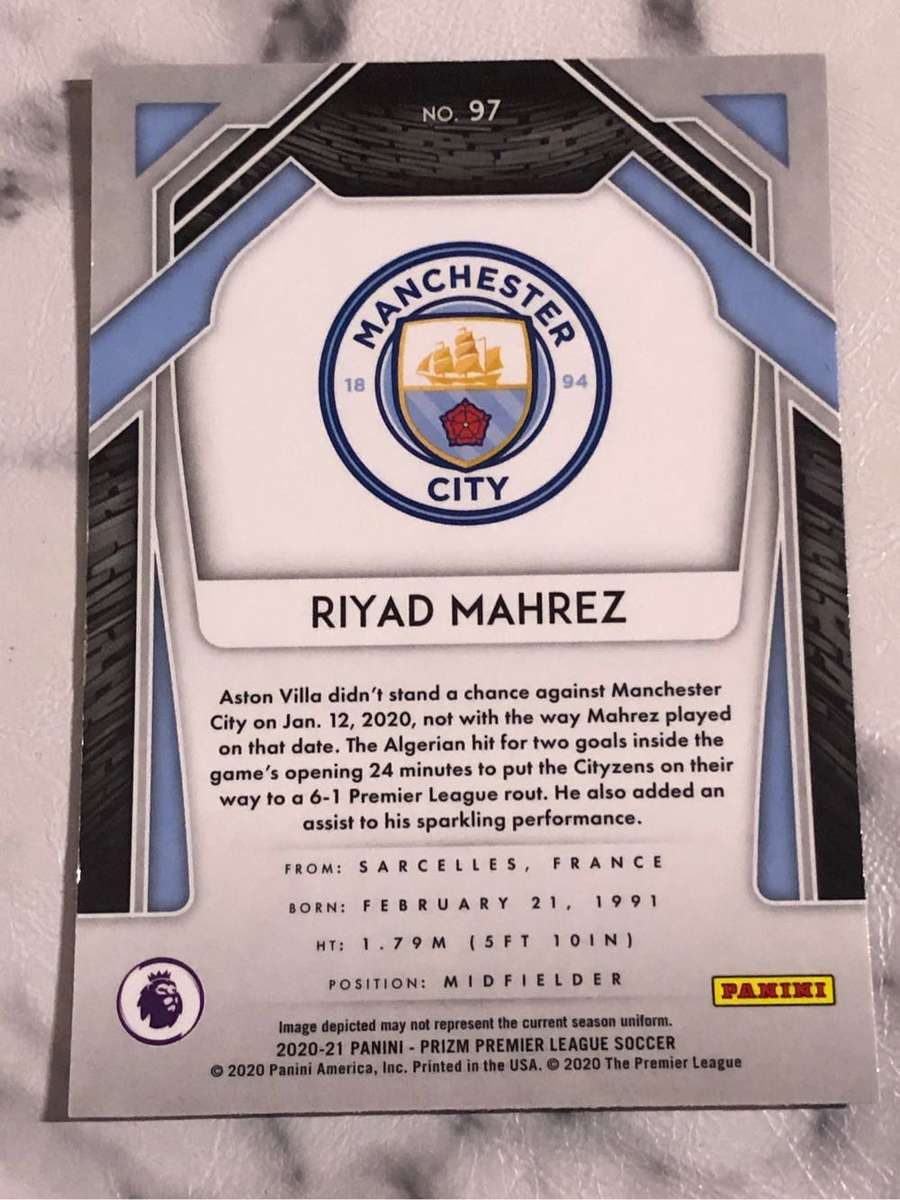 Riyad Mahrez PRIZM 2020 soccer trading card
