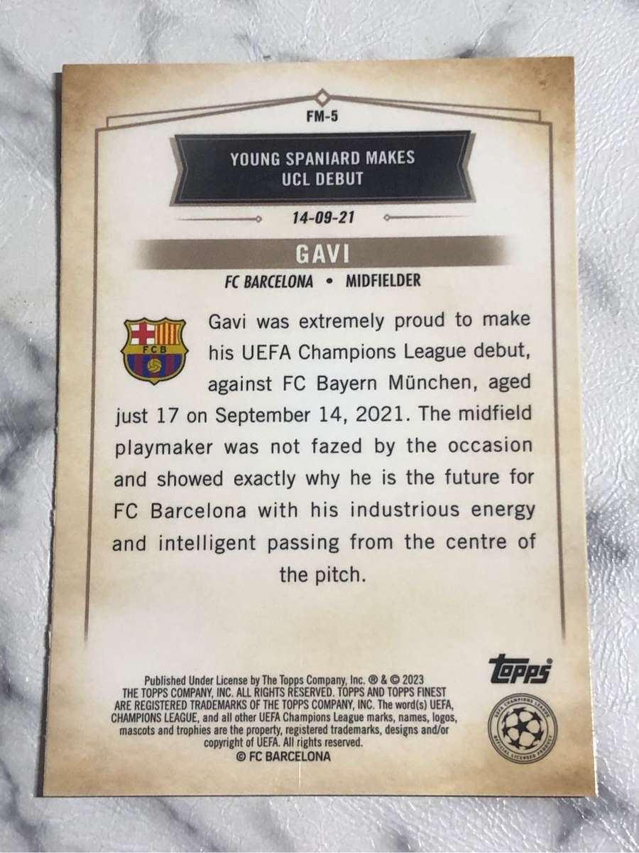 Gavi REFRACTOR Moments Topps Finest 2023 Soccer trading card