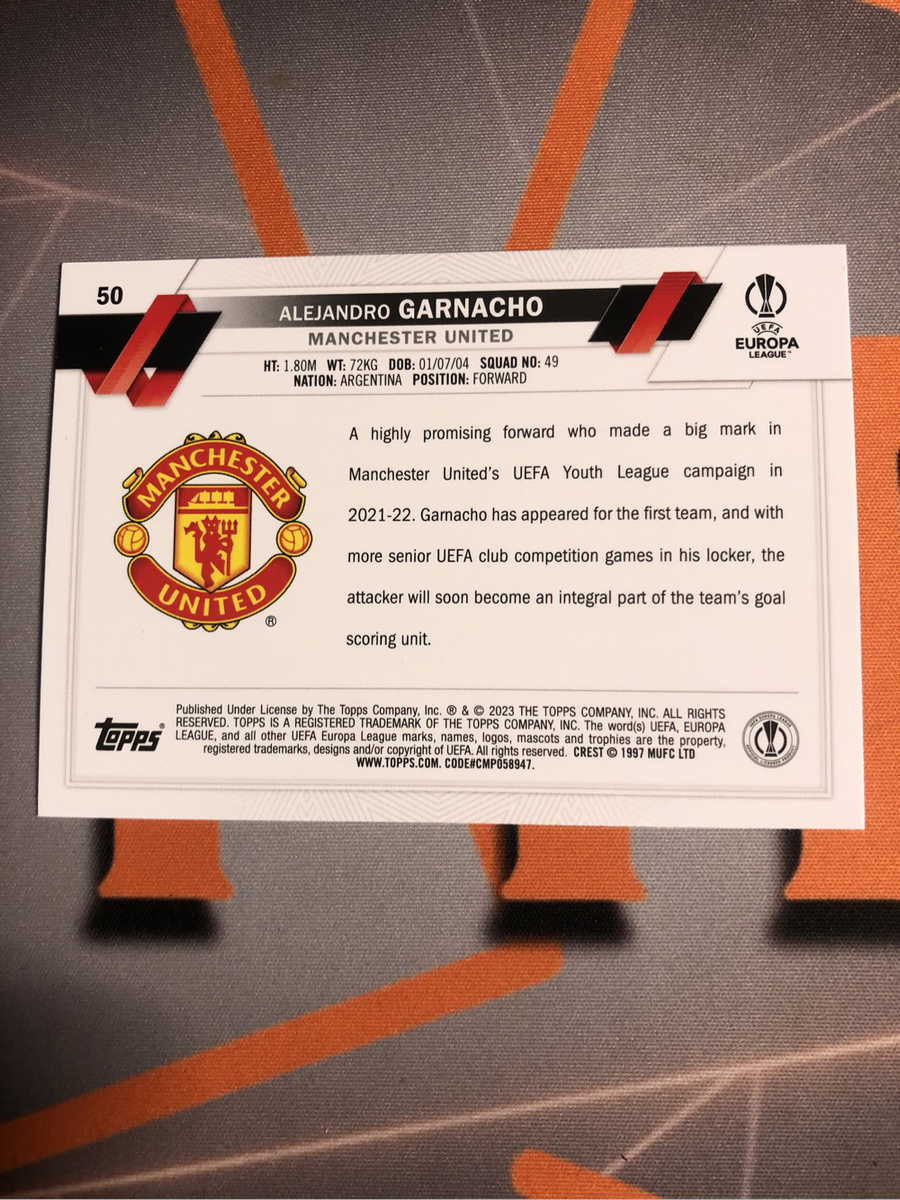 Garnacho ROOKIE Jade Edition Topps 2023 Soccer trading card