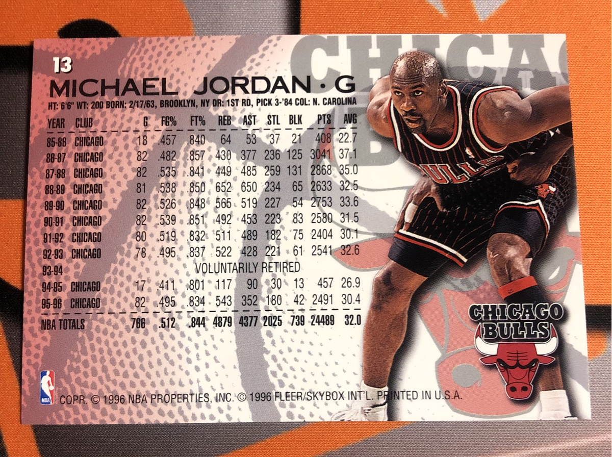 Michael Jordan 1996 Fleer NBA Basketball trading card