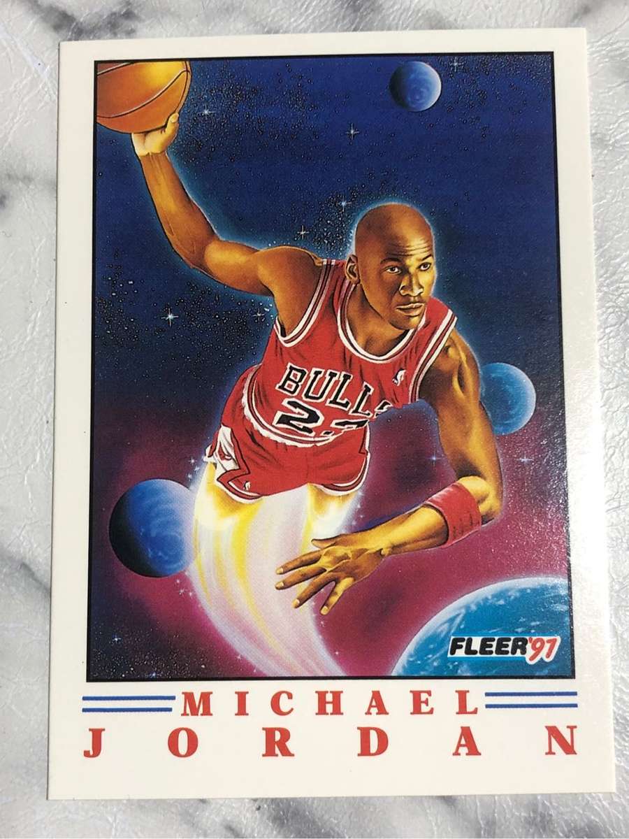 Michael Jordan RARE Illustration VINTAGE Fleer 1991 NBA basketball trading card
