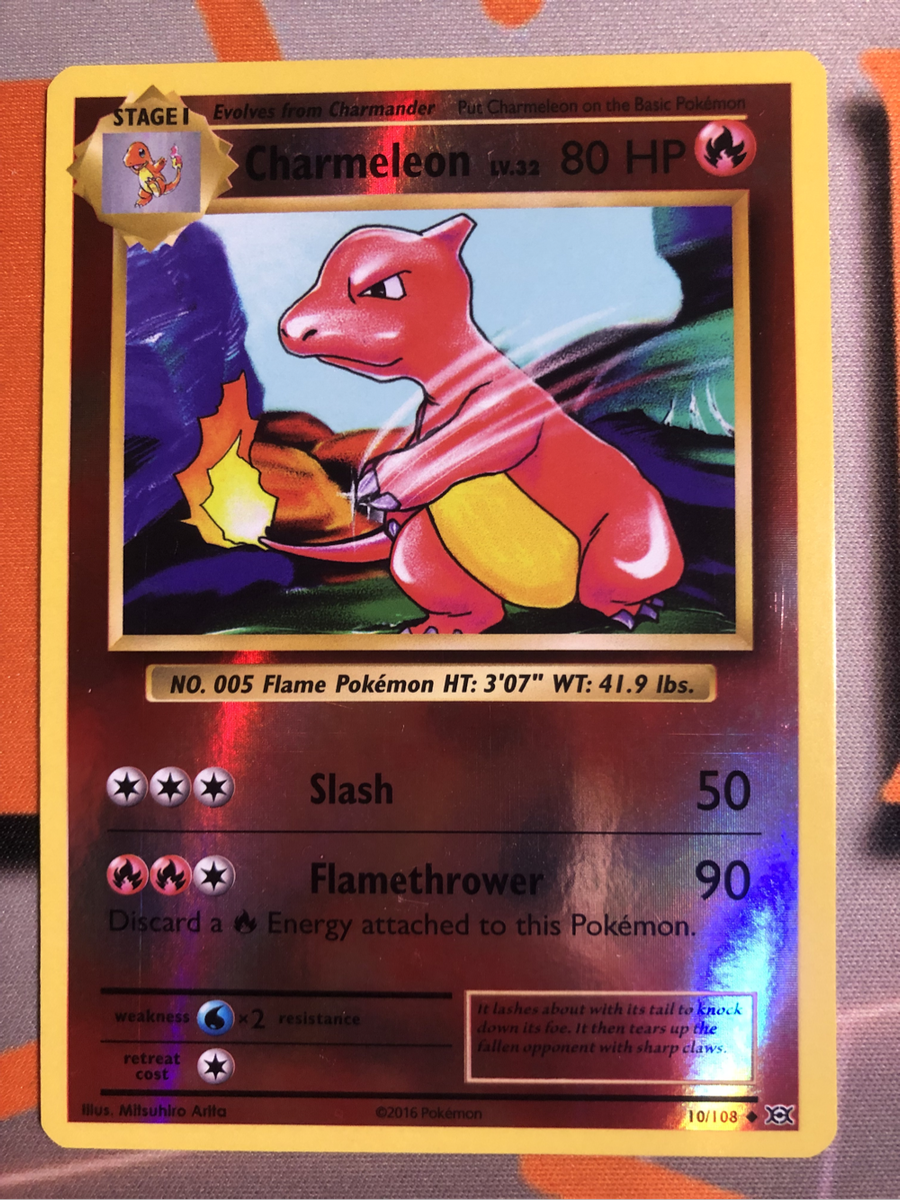 Charmeleon 10/108 lv.22 Reverse Holo 2016 Pokemon trading card