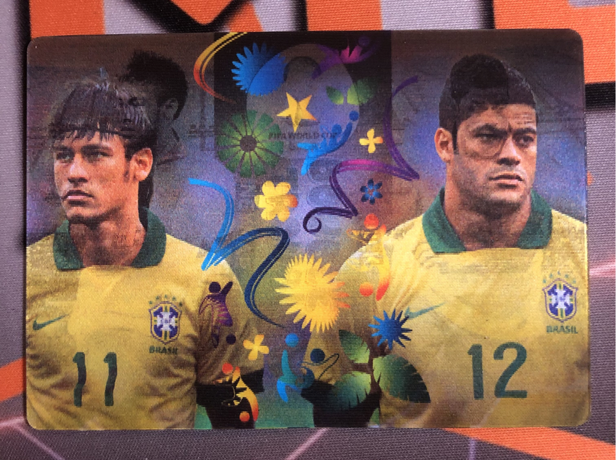 Neymar Jnr & Hulk DOUBLE TROUBLE Holographic  2014 XL Adrenalyne Ultra RARE soccer trading card