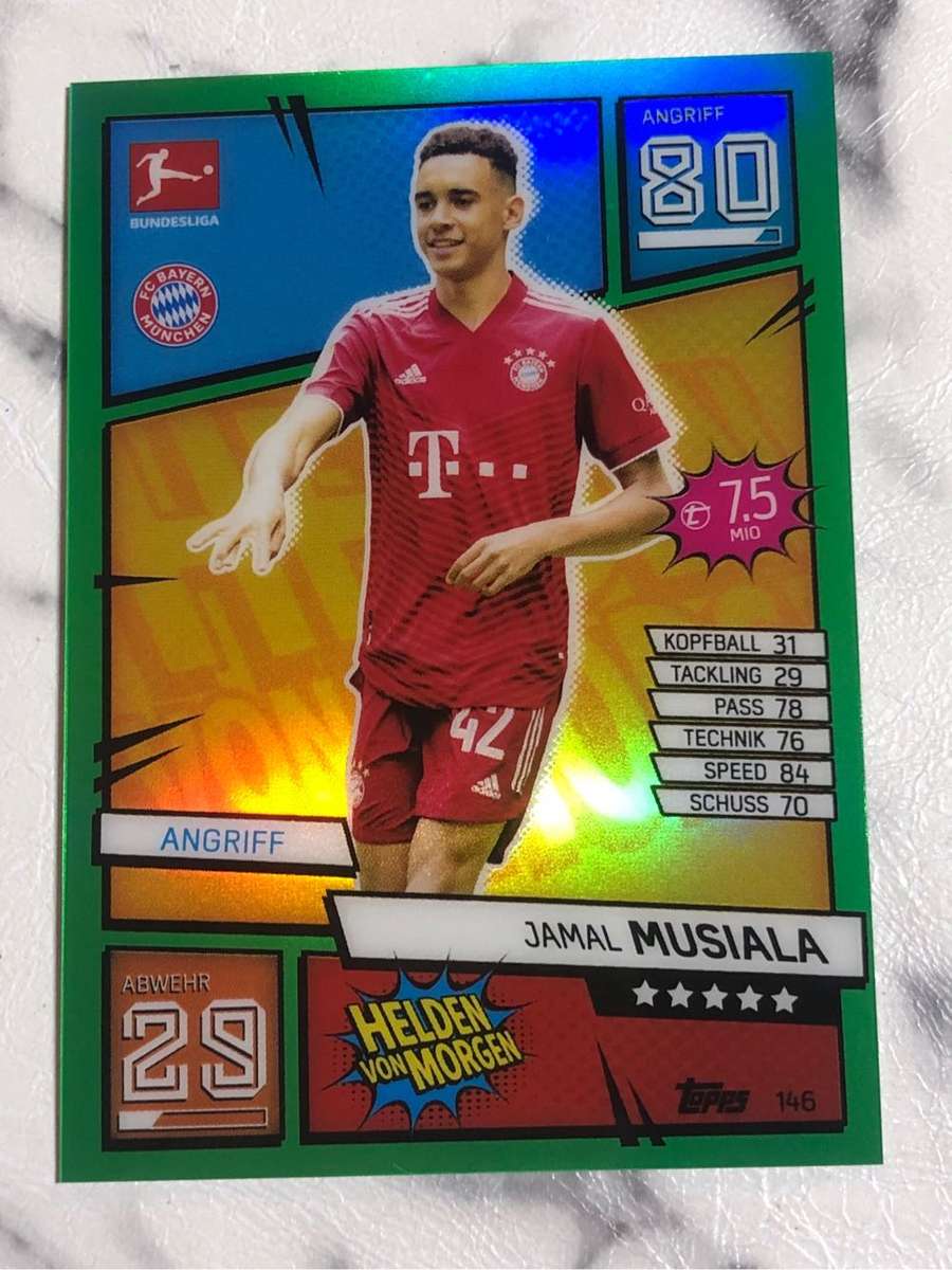 Jamal Musiala NUMBERED out of 99 COMIC green variation 2021 Match Attax Bundesliga