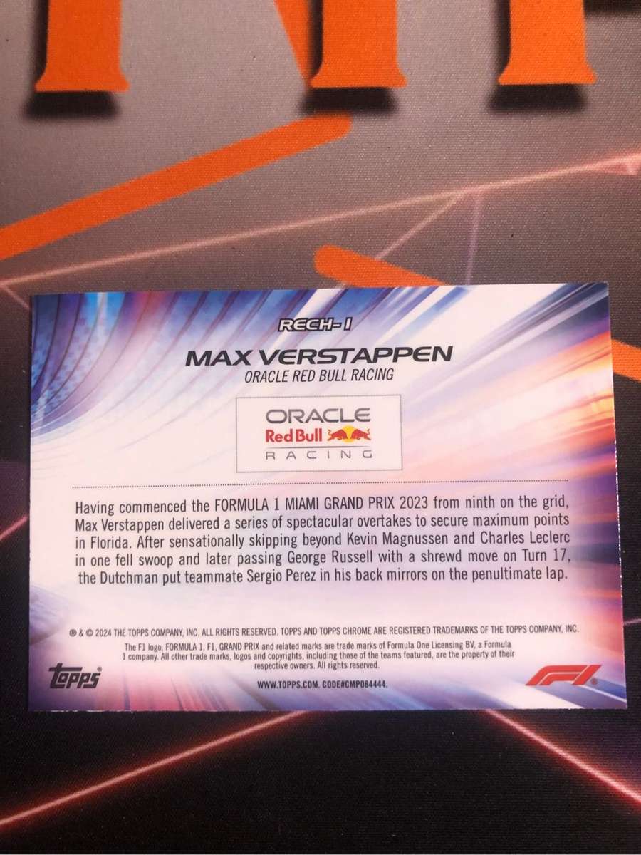 Max Verstappen Refractor RECHARGED Insert Topps Chrome 2024 F1 trading card