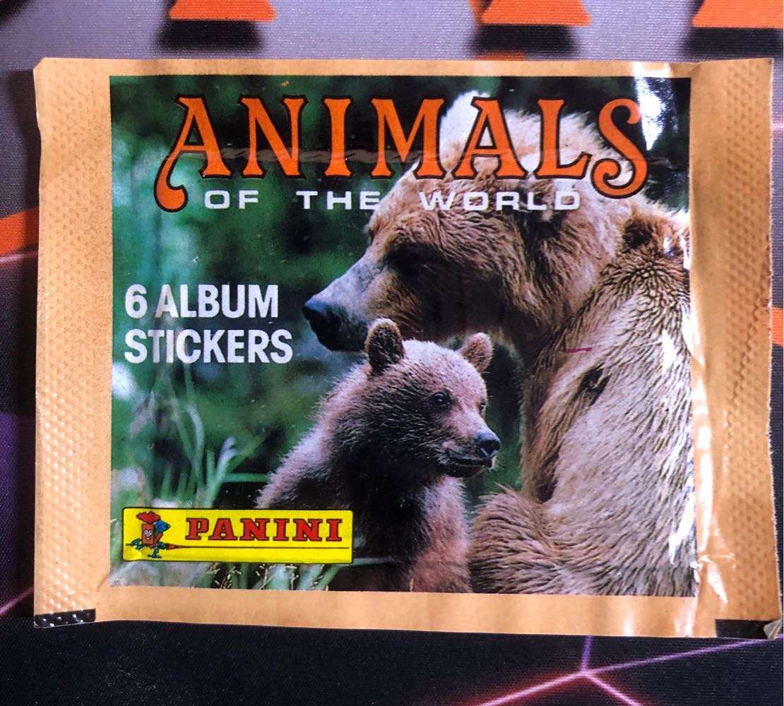 1990 Animals of the World VERY Rare UNOPENED sticker pack of 6 stickers (100+ packs available)