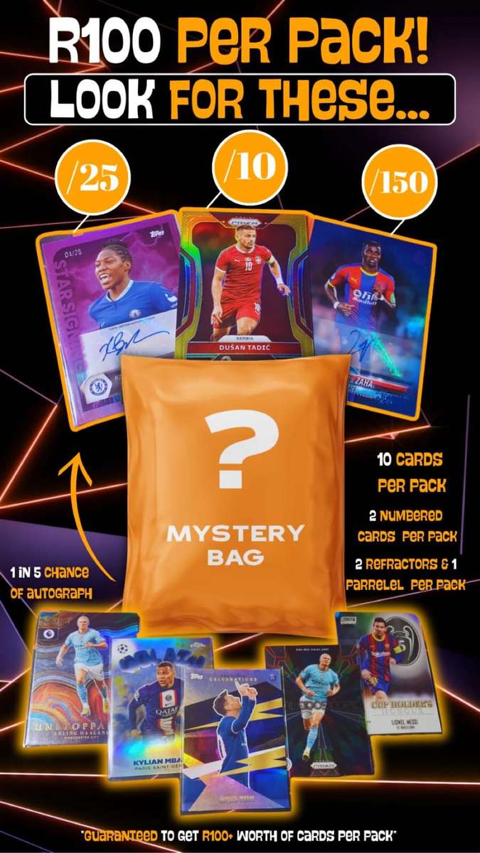 10 card Soccer Mystery pack of 10 SUPER RARE cards  (Find valuable Autograph cards)