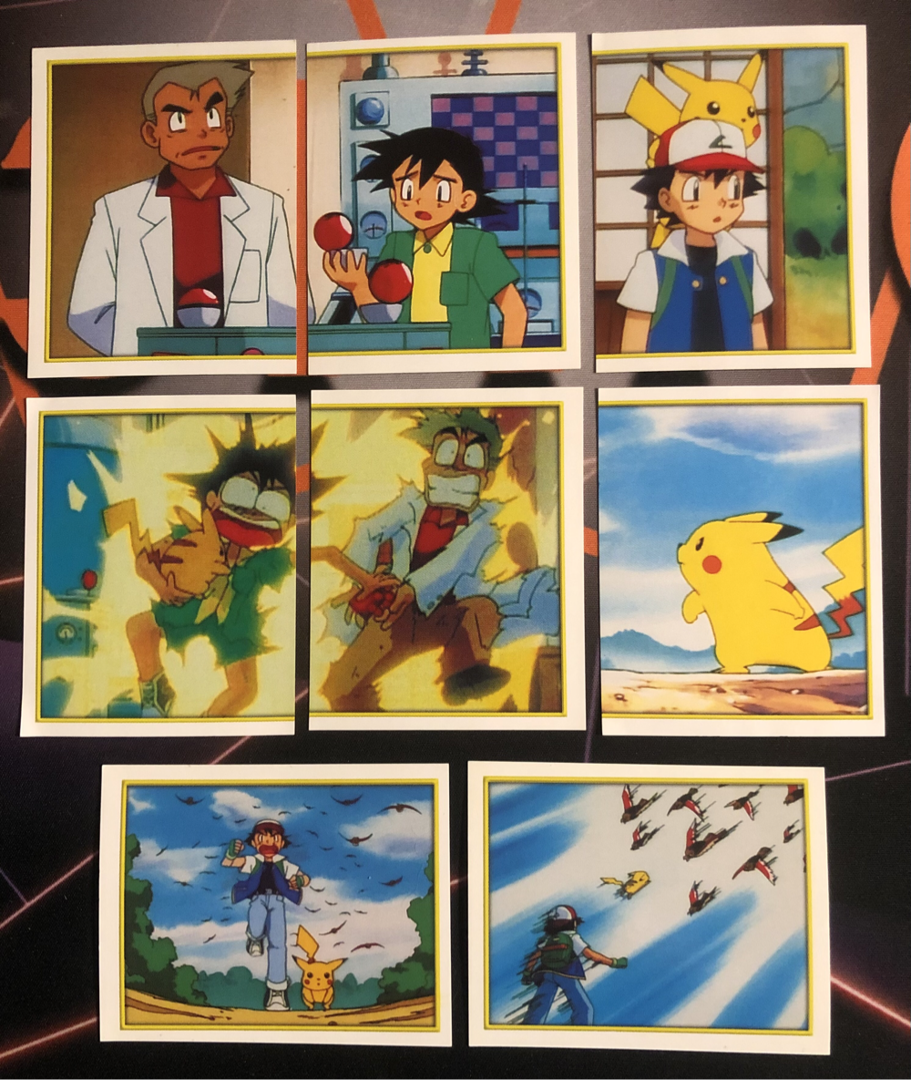 Pokémon Ash & Pikachu Bundle of RARE 8 Vintage 2000s Topps stickers (Near Mint condition) 