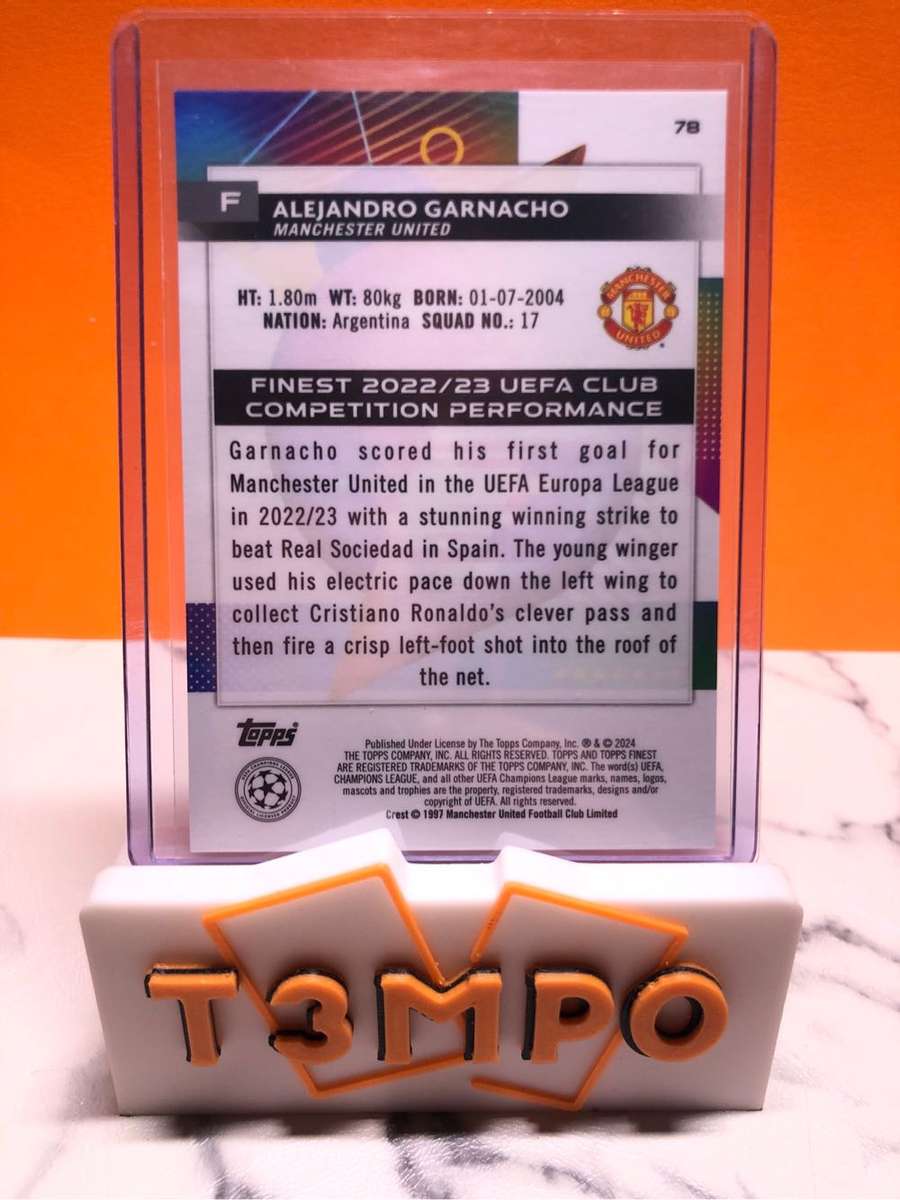 Garnacho NUMBERED out of 99 Topps Finest 2024 soccer trading card