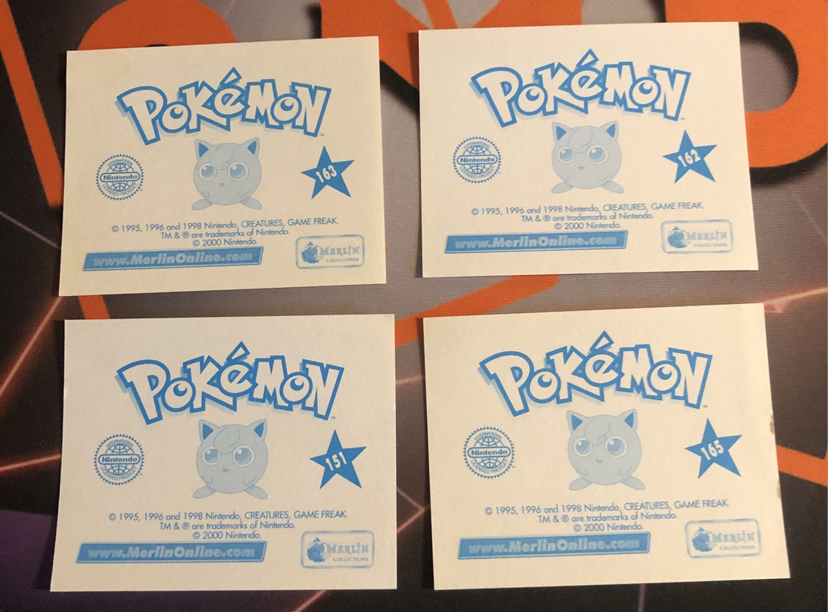 Psyduck BUNDLE of 4 RARE Pokemon Topps Merlin sticker  Unstuck Near mint condition