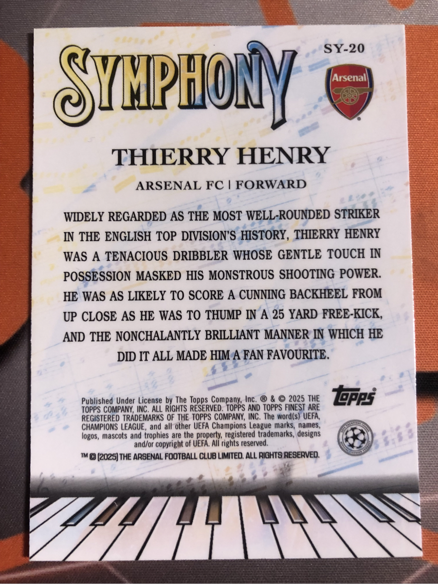 Thierry Henry Refractor NEW Symphony Topps Finest 2025 soccer trading card