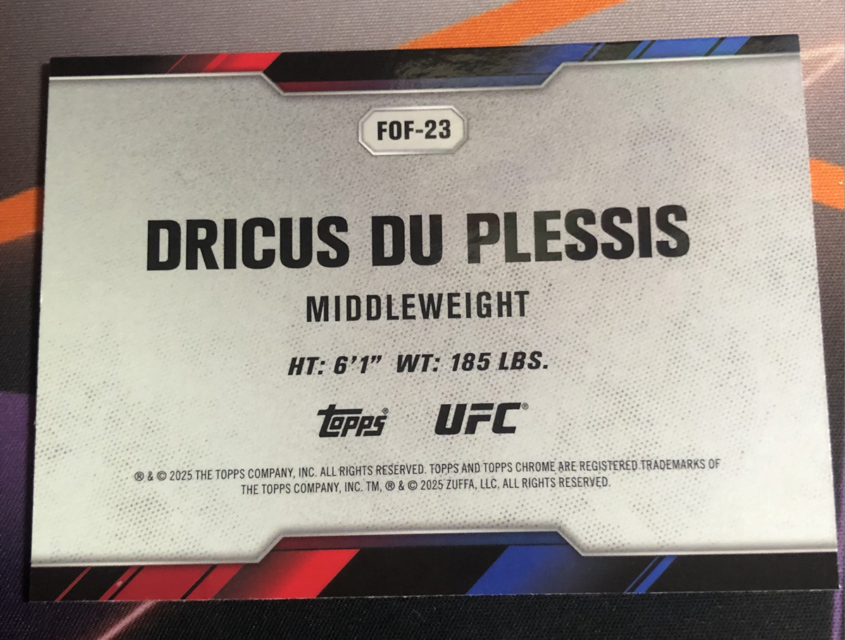 Dricus Du Plesis FISTS OF FURY Rare NEW Topps UFC trading card
