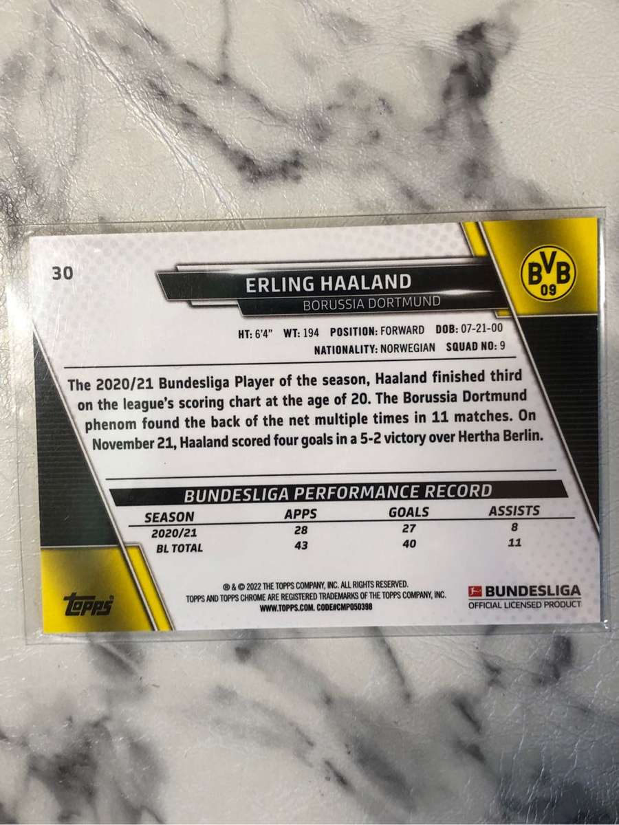 Erling Haaland SAPHIRE Bundesliga Topps 2022 soccer trading card