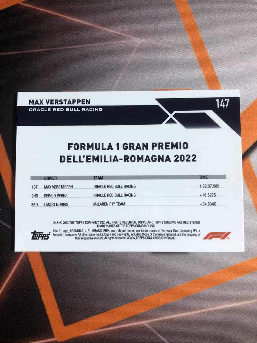 Max Verstappen RARE Formula One 2023 F1 trading card